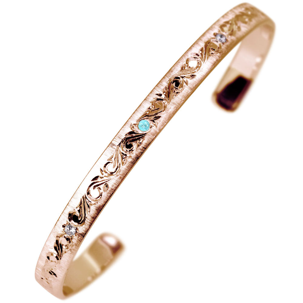 バングル メンズ 唐草 彫金 誕生石 アラベスク 天然石 10金 18金 プラチナ シルバー 地金 選べる誕生石 ブレスレット 手彫り お揃い ギフト (品番 mpb-0083-a-m)