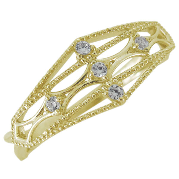 レディース ミル打ち 指輪 ダイヤモンド 4月誕生石 オシャレ リング 10金 18金 プラチナ シルバー 天然石 アンティーク調 (品番 mr-0344-4)