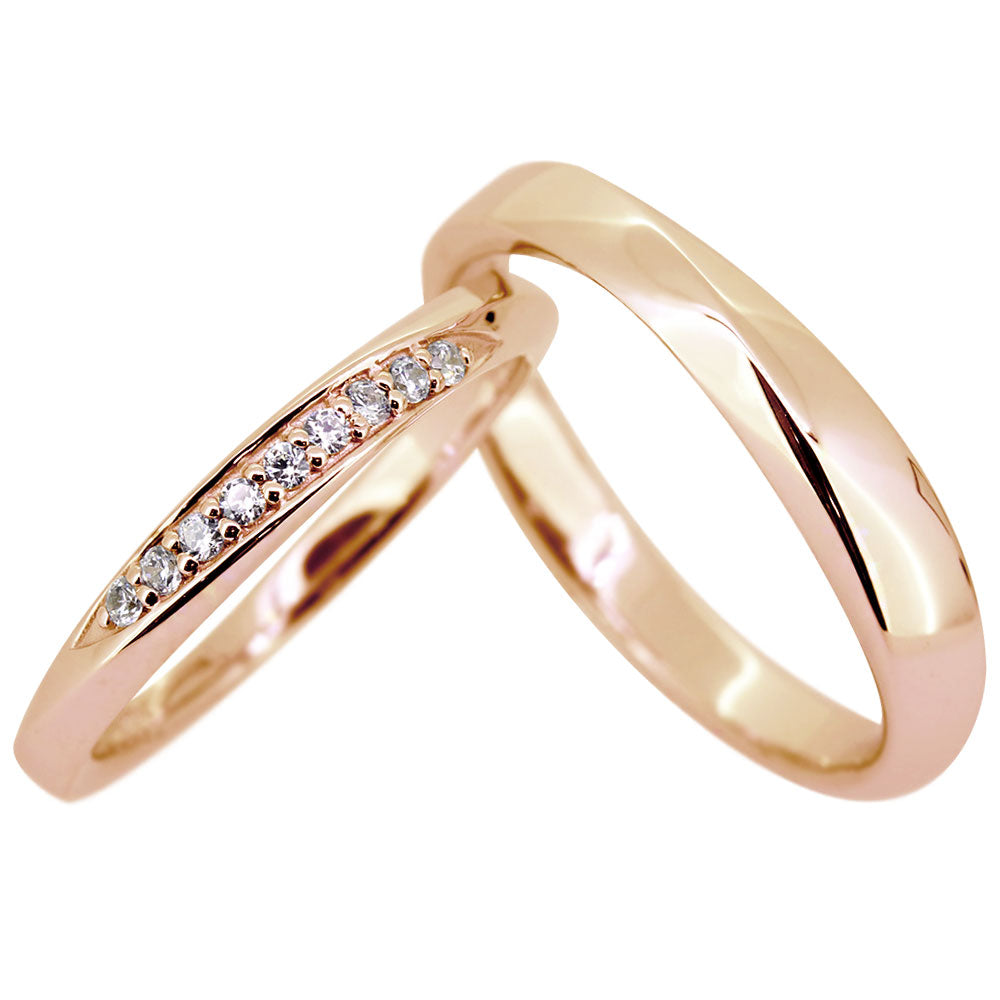 指輪 ペアリング 18金 2個セット ツイスト 結婚指輪 カップル プラチナ 10金 シルバー ダイヤモンド ラインストーン マリッジリング (品番 mr-0369-0370)
