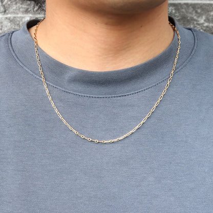アズキチェーン メンズ ネックレス K18YG 中空チェーン 18金 おすすめ K18 ゴールド ショート＆ロング 組み合わせ おしゃれ 中空ネックレス (品番 azuki-sl-h-065-k18-m)