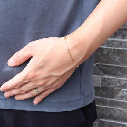 K18YG ブレスレット メンズ 小豆チェーン 18金 組み合わせ パーツ ショート＆ロング チェーン 地金 あずき  ブレス 男性 大人 つけっぱなし (品番 azuki-sl-h-065-18-k18-m)