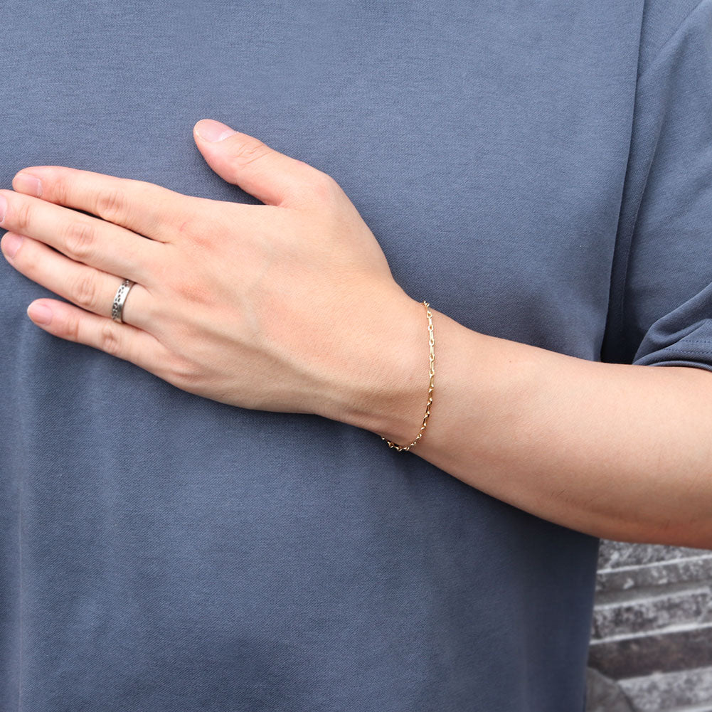 K18YG ブレスレット メンズ 小豆チェーン 18金 組み合わせ パーツ ショート＆ロング チェーン 地金 あずき  ブレス 男性 大人 つけっぱなし (品番 azuki-sl-h-065-18-k18-m)