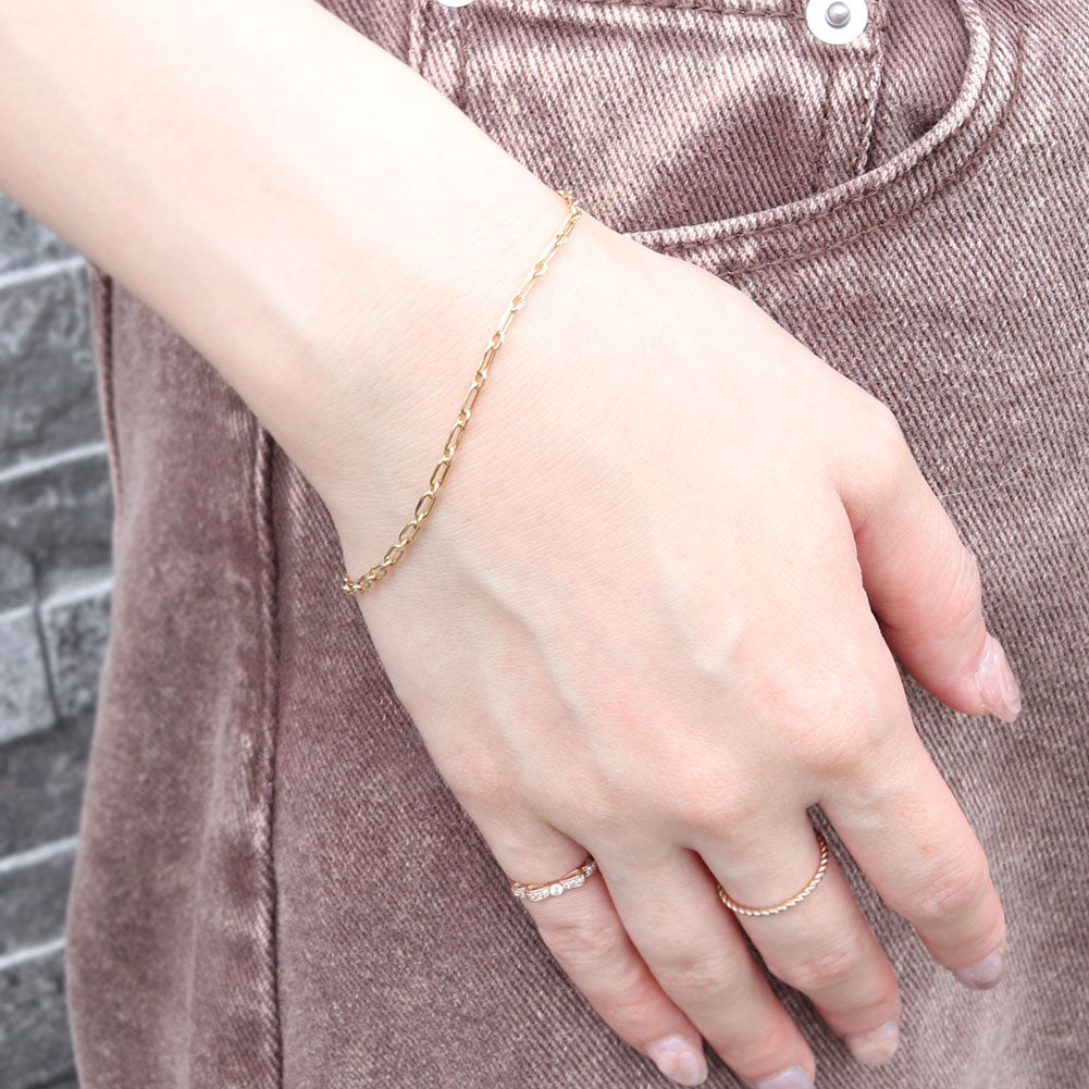 K18YG ブレスレット メンズ 小豆チェーン 18金 組み合わせ パーツ ショート＆ロング チェーン 地金 あずき  ブレス 男性 大人 つけっぱなし (品番 azuki-sl-h-065-18-k18-m)