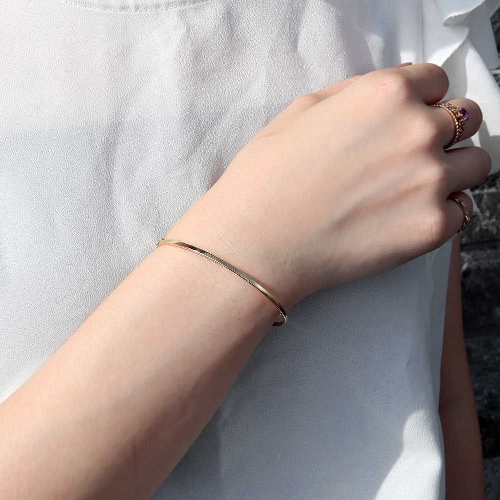 18金 バングル レディース 細い シンプル フック ストッパー K18