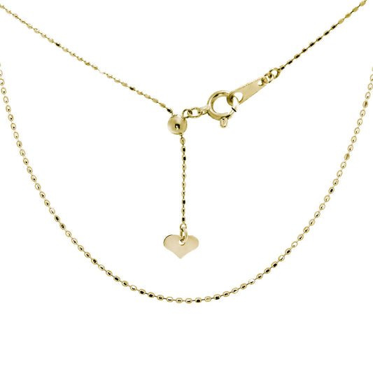 レディース カットボールチェーン ネックレス スライド式  45cm 0.8mm シンプル 上品 チェーンのみ Pt850 K18 K10 高級感 長さ調節可能 (品番 cutball-08-chain-slide)