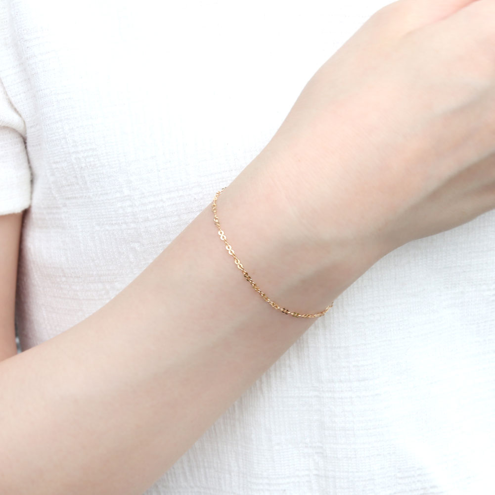 K18YG ブレスレット レディース チェーン K18 イエローゴールド エイトチェーン ブレス ユニセックス 地金 普段使い インフニティ プレゼント (品番 eight-030-18-k18)