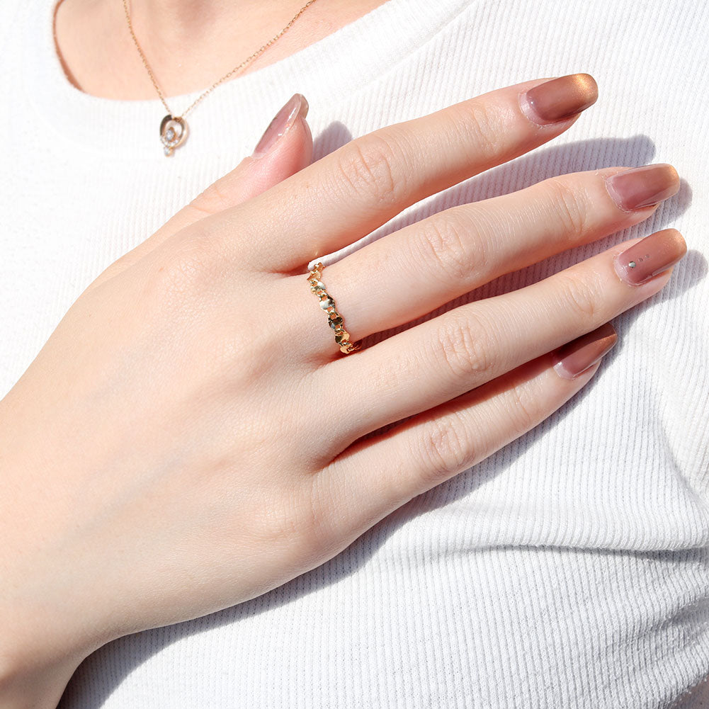 エクレア チェーン リング イエローゴールド 指輪 K18YG 18金 K18 レディース ユニセックス 地金 シンプル 定番 ペア お揃い 贈り物 イタリア製 (品番 ekurea-r-065-k18)