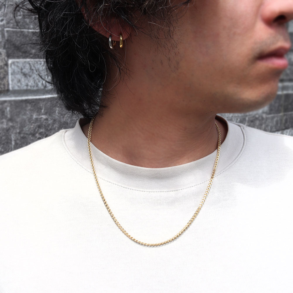 メンズ 18金 ネックレス 中空チェーン フォックステール K18YG メンズネックレス 中空 人気 K18 ゴールド  大人 ペア チェーンネックレス (品番 foxtail-h-06-k18-m)