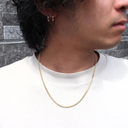 メンズ 18金 ネックレス 中空チェーン フォックステール K18YG メンズネックレス 中空 人気 K18 ゴールド  大人 ペア チェーンネックレス (品番 foxtail-h-06-k18-m)