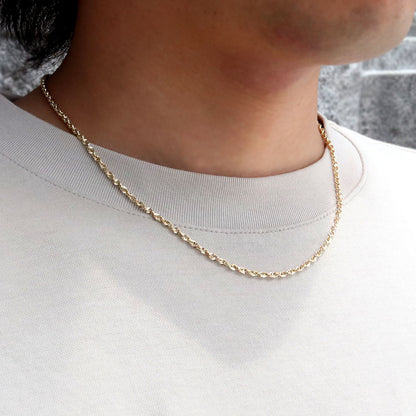 18金 チェーンネックレス メンズ 中空 イリーデ k18 イエローゴールド ユニセックス 男性 女性 シンプル 普段使い プレゼント おそろい (品番 iride-h-030-k18-m)