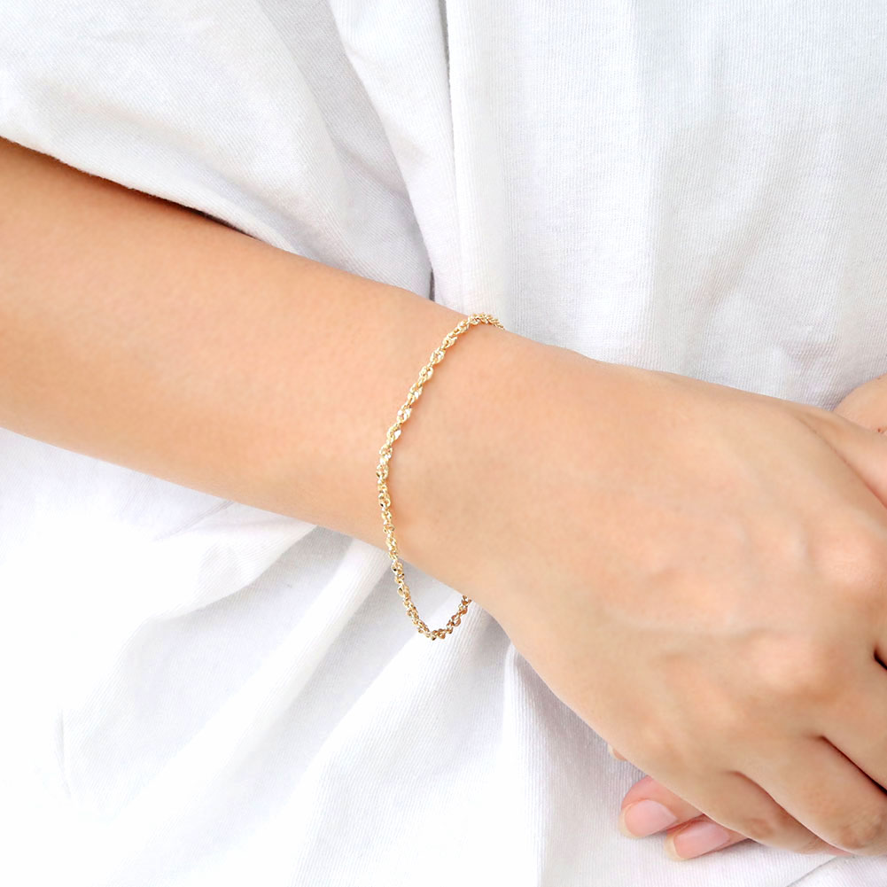 18金 ブレスレット メンズ 中空 イリーデ K18YG イエローゴールド 金属アレルギー対応 地金 ブレス シンプル 男性 大人 普段使い おすすめ (品番 iride-h-030-18-k18-m)