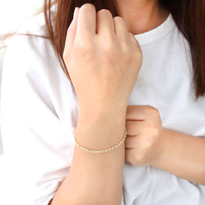 18金 ブレスレット メンズ 中空 イリーデ K18YG イエローゴールド 金属アレルギー対応 地金 ブレス シンプル 男性 大人 普段使い おすすめ (品番 iride-h-030-18-k18-m)