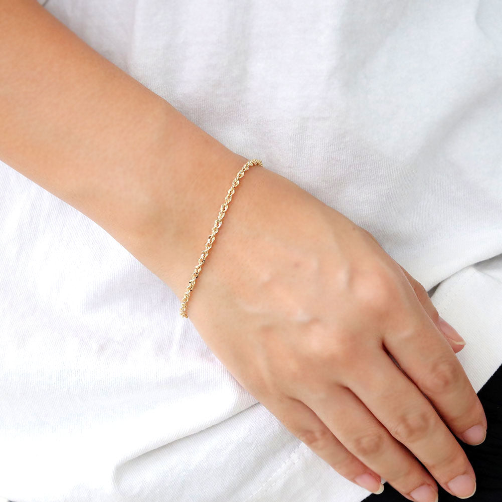 18金 ブレスレット メンズ 中空 イリーデ K18YG イエローゴールド 金属アレルギー対応 地金 ブレス シンプル 男性 大人 普段使い おすすめ (品番 iride-h-030-18-k18-m)