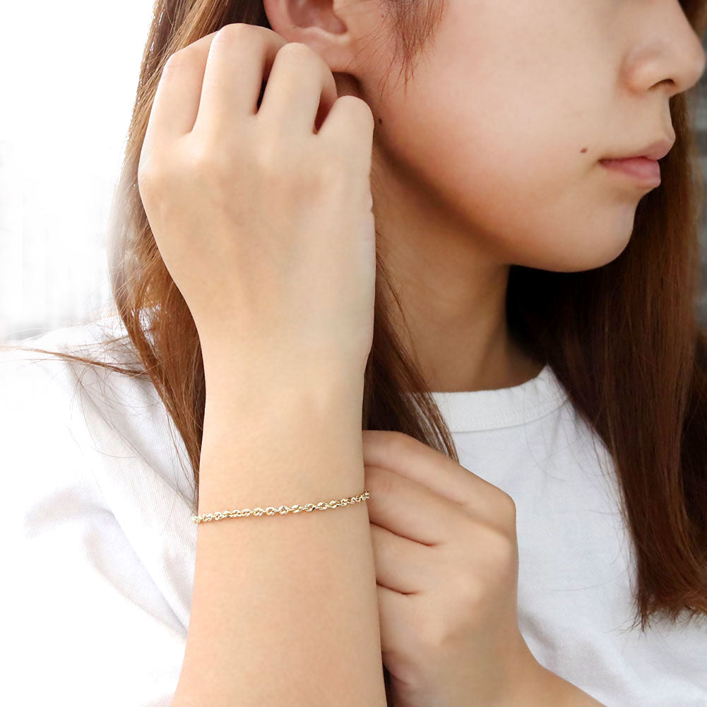 18金 ブレスレット メンズ 中空 イリーデ K18YG イエローゴールド 金属アレルギー対応 地金 ブレス シンプル 男性 大人 普段使い おすすめ (品番 iride-h-030-18-k18-m)