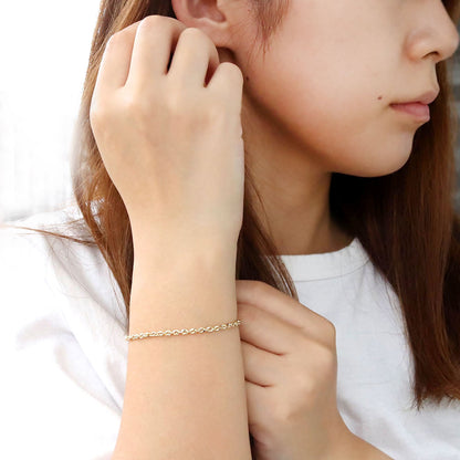 18金 ブレスレット メンズ 中空 イリーデ K18YG イエローゴールド 金属アレルギー対応 地金 ブレス シンプル 男性 大人 普段使い おすすめ (品番 iride-h-030-18-k18-m)