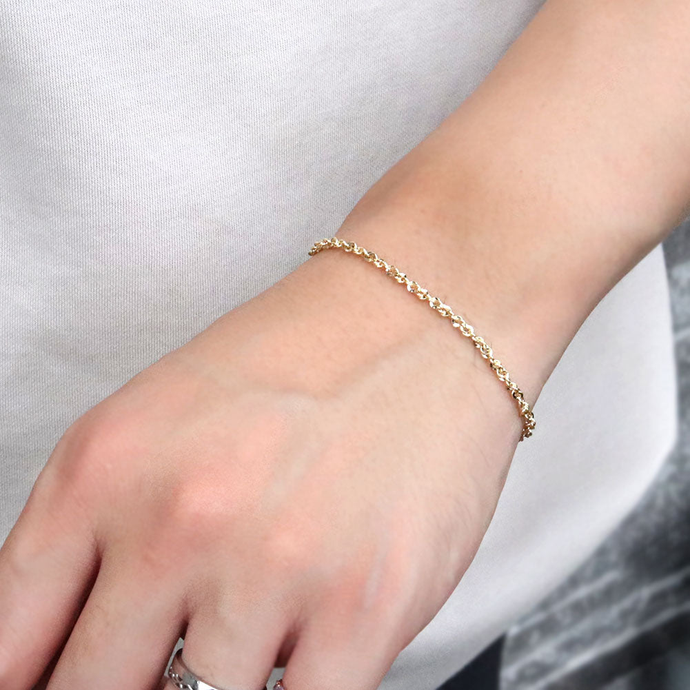 18金 ブレスレット メンズ 中空 イリーデ K18YG イエローゴールド 金属アレルギー対応 地金 ブレス シンプル 男性 大人 普段使い おすすめ (品番 iride-h-030-18-k18-m)