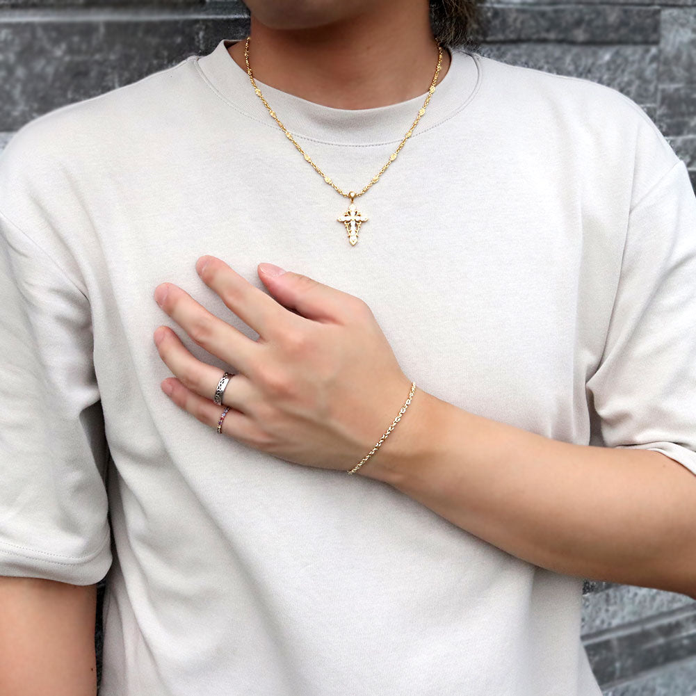 18金 ブレスレット メンズ 中空 イリーデ K18YG イエローゴールド 金属アレルギー対応 地金 ブレス シンプル 男性 大人 普段使い おすすめ (品番 iride-h-030-18-k18-m)