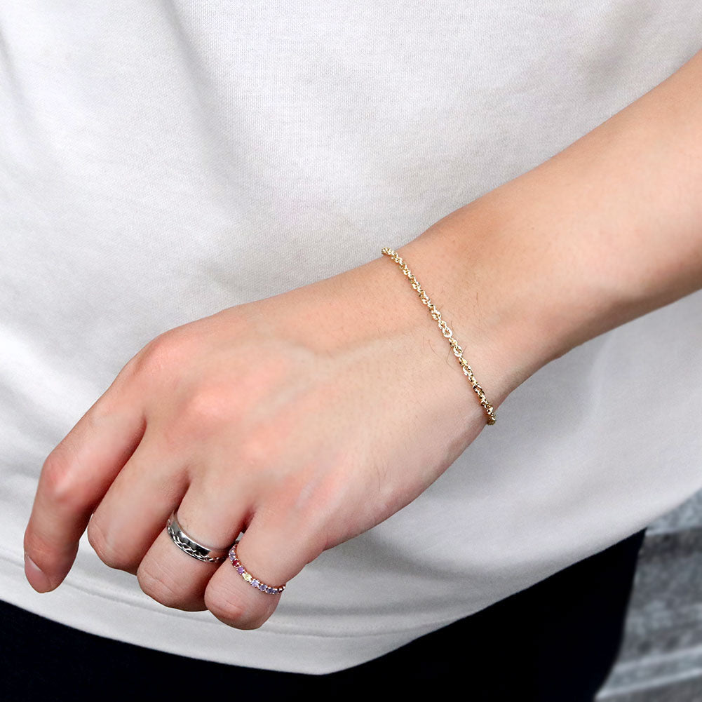 18金 ブレスレット メンズ 中空 イリーデ K18YG イエローゴールド 金属アレルギー対応 地金 ブレス シンプル 男性 大人 普段使い おすすめ (品番 iride-h-030-18-k18-m)