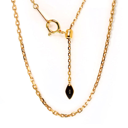 純金 K24 メンズ ネックレス 角小豆 24金 イエローゴールド 45cmスライド式 シンプル チェーンのみ 金属アレルギー対応 男性 おしゃれ 人気 (品番 jpc-ca40-k24-m)