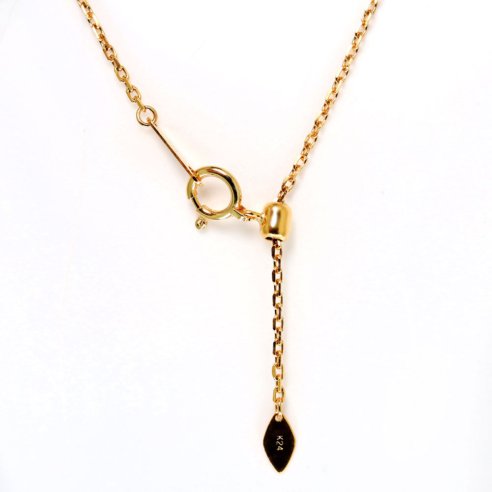 K24 レディース チェーン ネックレス 角小豆 45cm 純金 24金 ゴールド スライド式 地金 シンプル カジュアル 普段使い ボーナス ご褒美 (品番 jpc-ca40-k24-l)