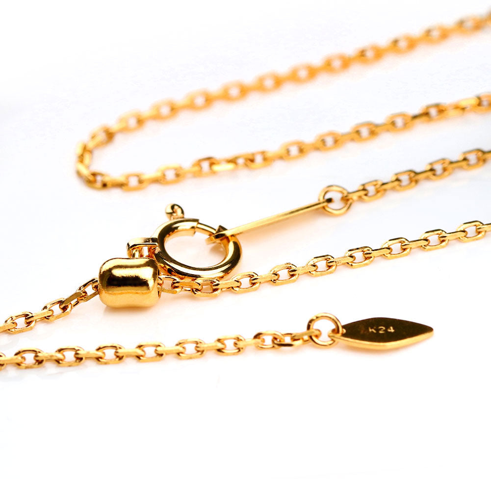 純金 K24 メンズ ネックレス 角小豆 24金 イエローゴールド 45cmスライド式 シンプル チェーンのみ 金属アレルギー対応 男性 おしゃれ 人気 (品番 jpc-ca40-k24-m)