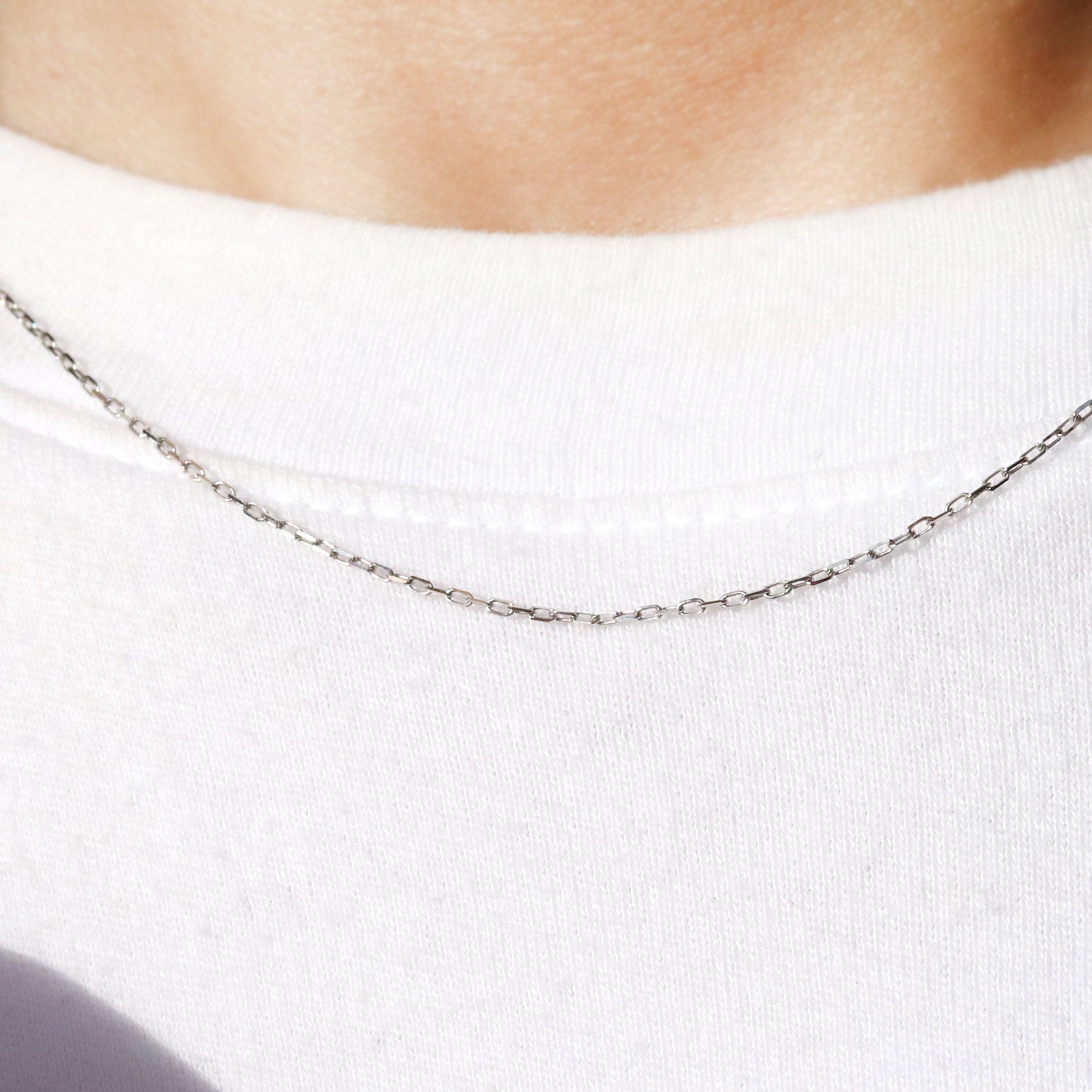 角小豆 チェーン レディース ネックレス チェーンのみ 10金 18金 プラチナ レディースネックレス 45cm 0.28mm 引き輪 プレート (品番 kakuazuki-028-chain)