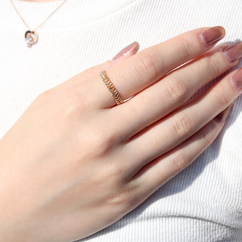 中空 指輪 チェーン K18 ビスマルク 喜平 イエローゴールド レディース メンズ 中空チェーン キヘイ K18YG ユニセックス 上品 シンプル 人気 (品番 kihei-bismarck-h-r-05-k18)