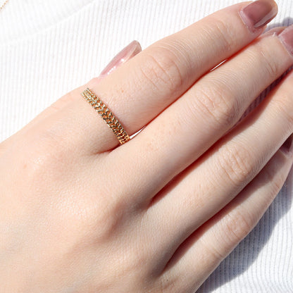 中空 指輪 チェーン K18 ビスマルク 喜平 イエローゴールド レディース メンズ 中空チェーン キヘイ K18YG ユニセックス 上品 シンプル 人気 (品番 kihei-bismarck-h-r-05-k18)