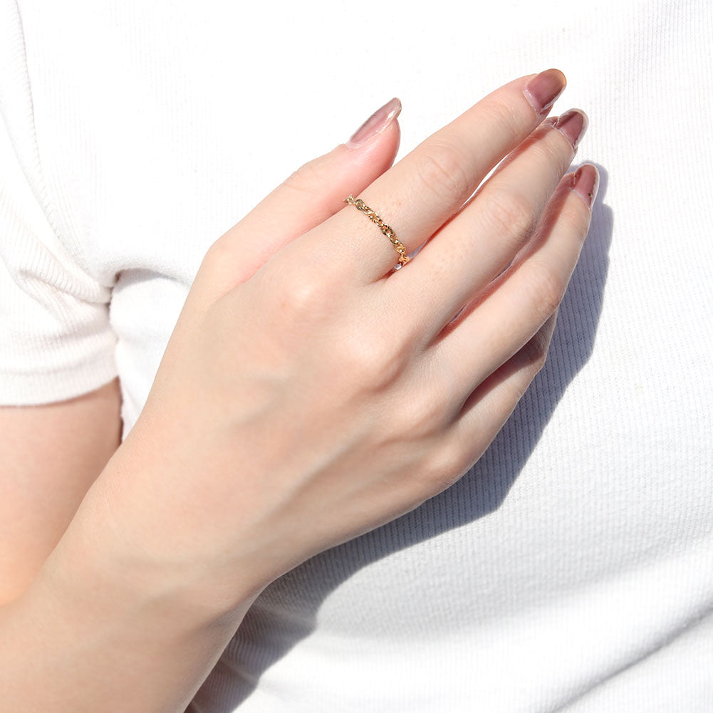 チェーンリング K18YG レディース メンズ ルナ 中空 指輪 K18 イエローゴールド ユニセックス エレガント 人気 キラキラ キレイ エイジレス (品番 luna-h-r-060-k18)