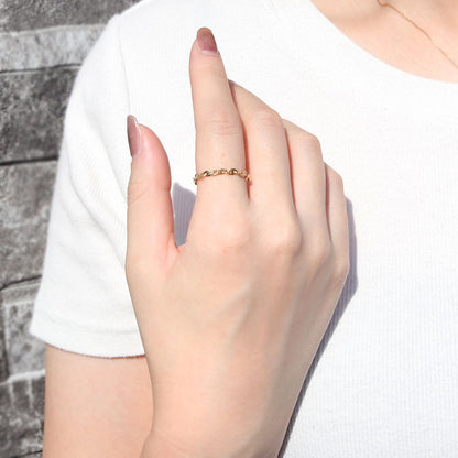 チェーンリング K18YG レディース メンズ ルナ 中空 指輪 K18 イエローゴールド ユニセックス エレガント 人気 キラキラ キレイ エイジレス (品番 luna-h-r-060-k18)