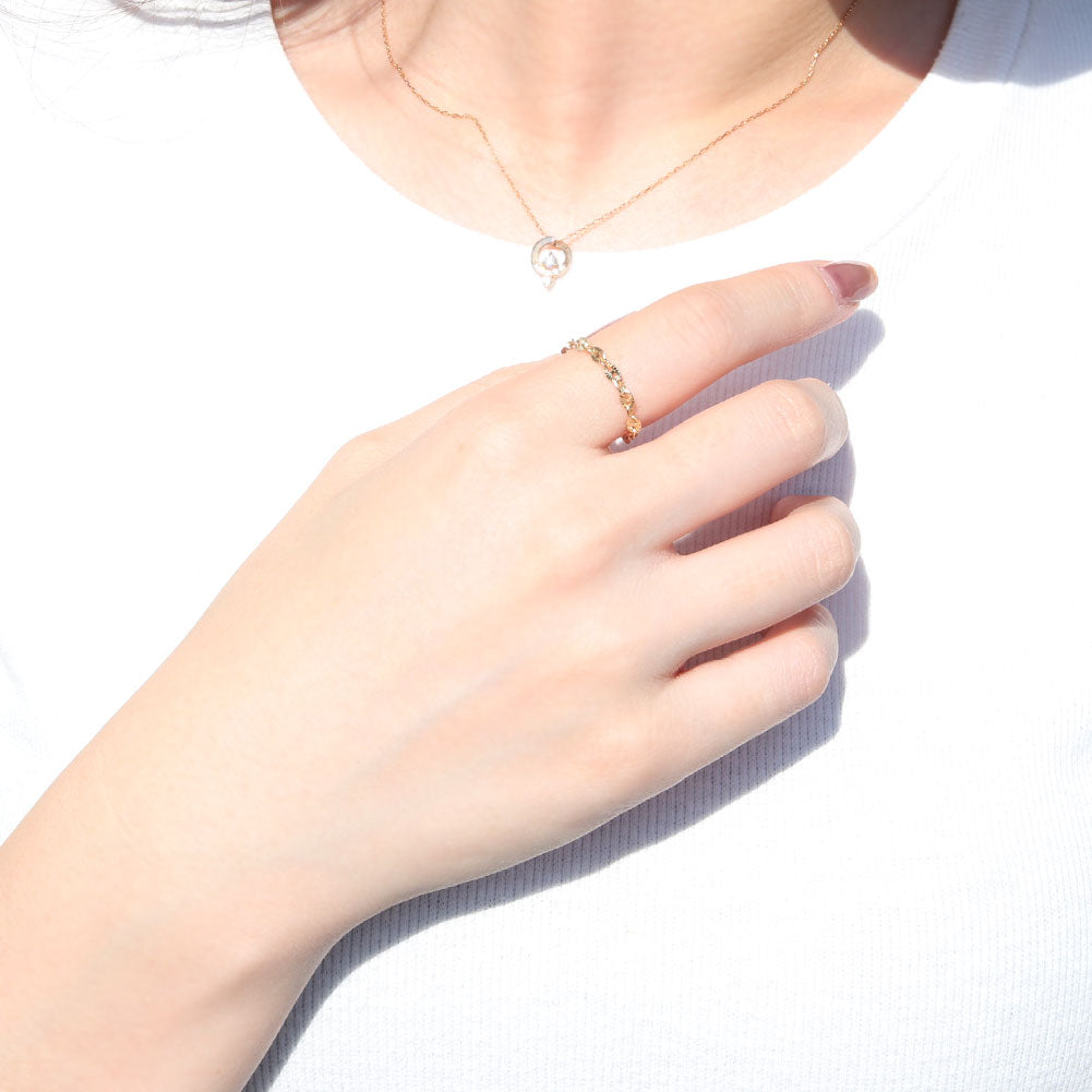 チェーンリング K18YG レディース メンズ ルナ 中空 指輪 K18 イエローゴールド ユニセックス エレガント 人気 キラキラ キレイ エイジレス (品番 luna-h-r-060-k18)