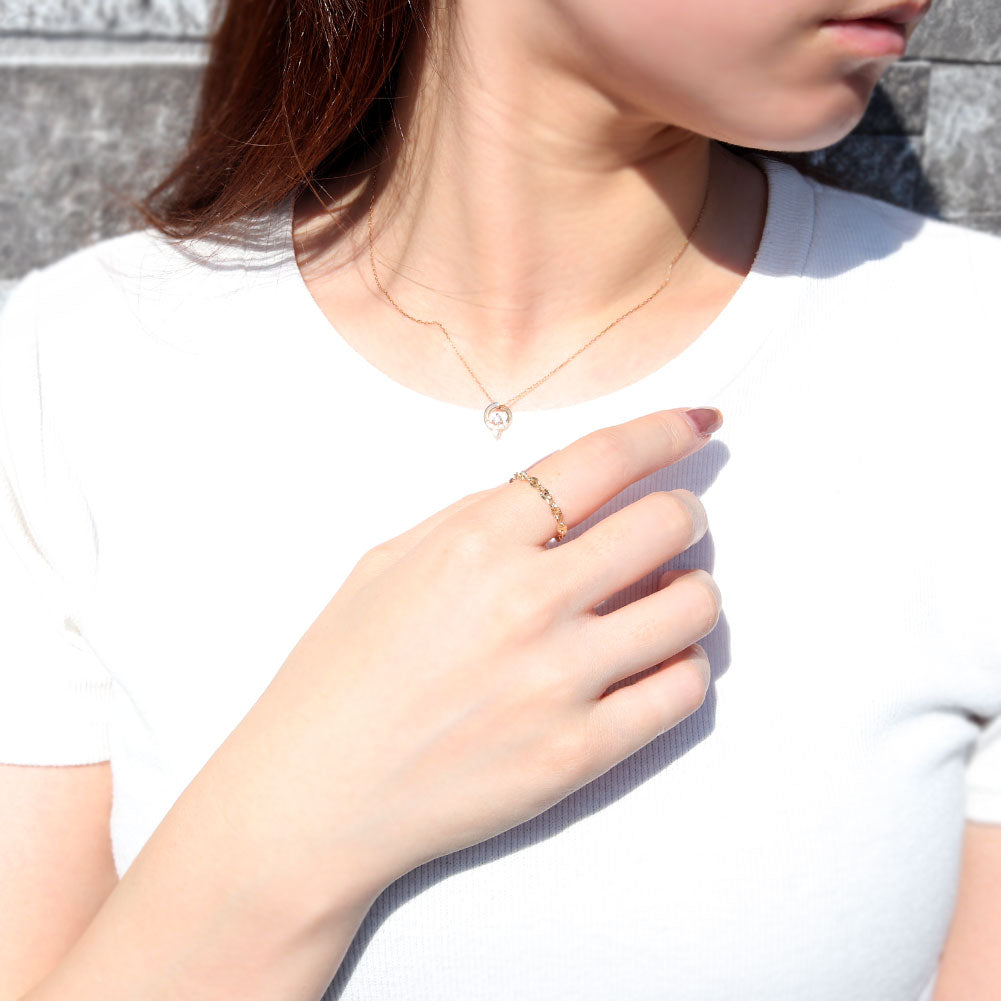 チェーンリング K18YG レディース メンズ ルナ 中空 指輪 K18 イエローゴールド ユニセックス エレガント 人気 キラキラ キレイ エイジレス (品番 luna-h-r-060-k18)