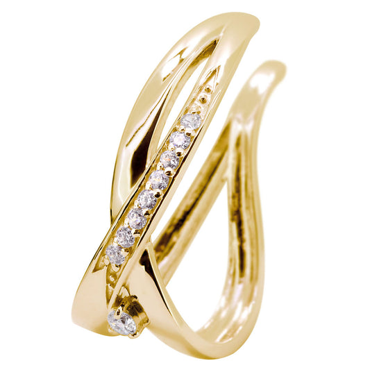 レディース イヤーカフ 大ぶり 片耳 選べる誕生石 sv925 K10 K18 Pt900 クロスライン 女性 おしゃれ  大人 ラインストーン ダイヤモンド 2連 ギフト (品番 me-0061)