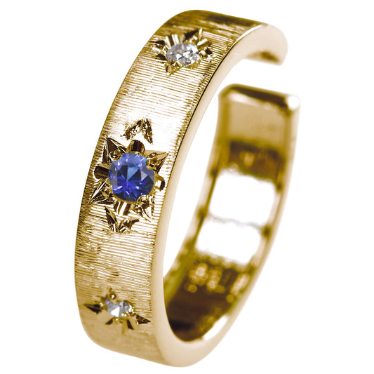 彫金 イヤーカフ レディース 星モチーフ 選べる誕生石 手彫り シルバー 10金 18金 プラチナ スター シンプル片耳 カッコイイ 彼氏 彼女 ペア お揃い (品番 me-0063-a-l)