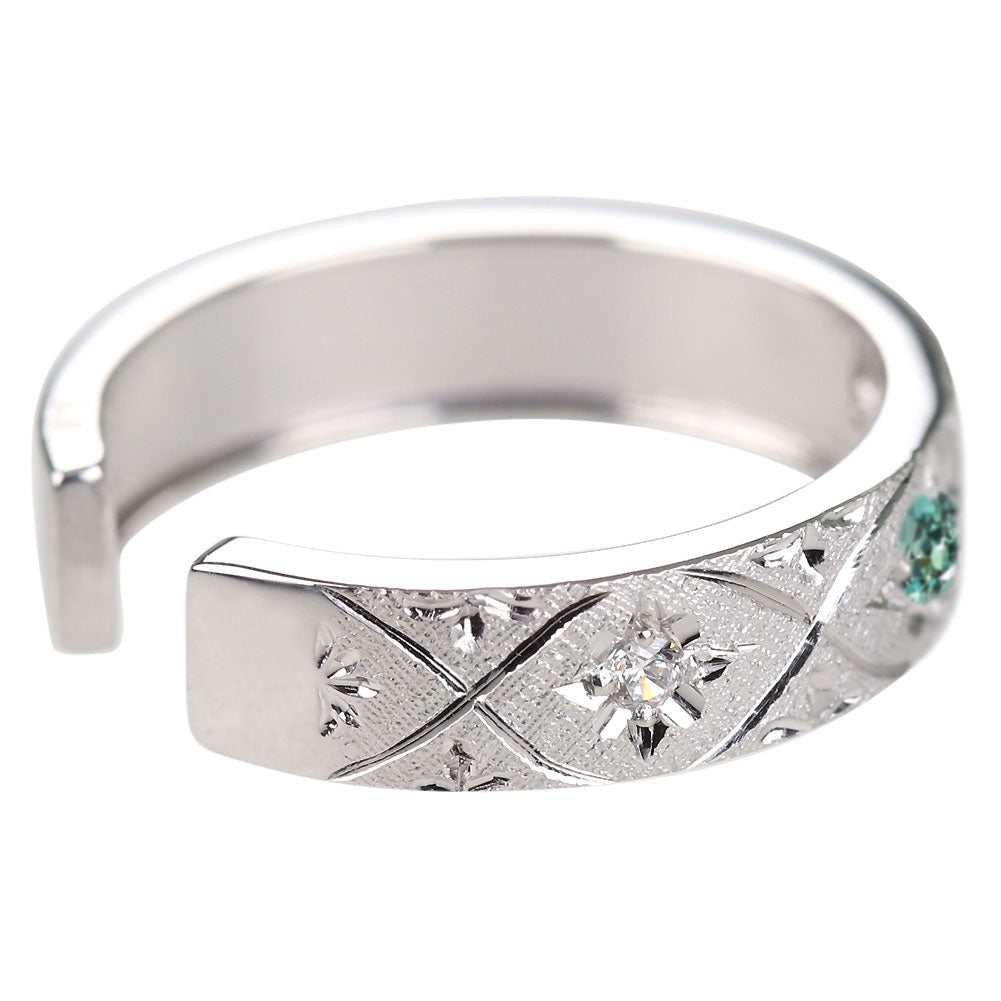 アレキサンドライト イヤーカフ 片耳 彫金 希少石 ノンホールピアス ユニセックス K18 K10 Pt900 彫り フープ 彼女 彼氏 夫婦 記念日 ペア お揃い (品番 me-0063-d-alex)