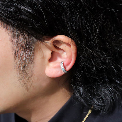 パライバトルマリン イヤーカフ 片耳 彫金 希少石 ノンホールピアス ユニセックス K18 K10 Pt900 彫り フープ 彼女 彼氏 夫婦 記念日 ペア お揃い (品番 me-0063-d-para)