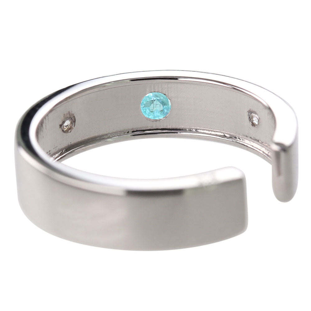 パライバトルマリン イヤーカフ 片耳 彫金 希少石 ノンホールピアス ユニセックス K18 K10 Pt900 彫り フープ 彼女 彼氏 夫婦 記念日 ペア お揃い (品番 me-0063-d-para)