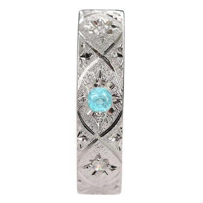 パライバトルマリン イヤーカフ 片耳 彫金 希少石 ノンホールピアス ユニセックス K18 K10 Pt900 彫り フープ 彼女 彼氏 夫婦 記念日 ペア お揃い (品番 me-0063-d-para)