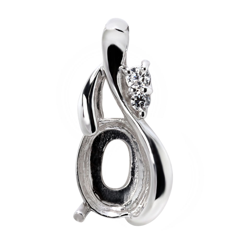 ペンダント空枠 カスタム ルース オーバル 5×7mm 大粒 しずく ツイスト ネックレストップ ペンダント K18 K10 Pt900 SV925 空枠 上品 セミオーダー  (品番 mh-0121-kw)