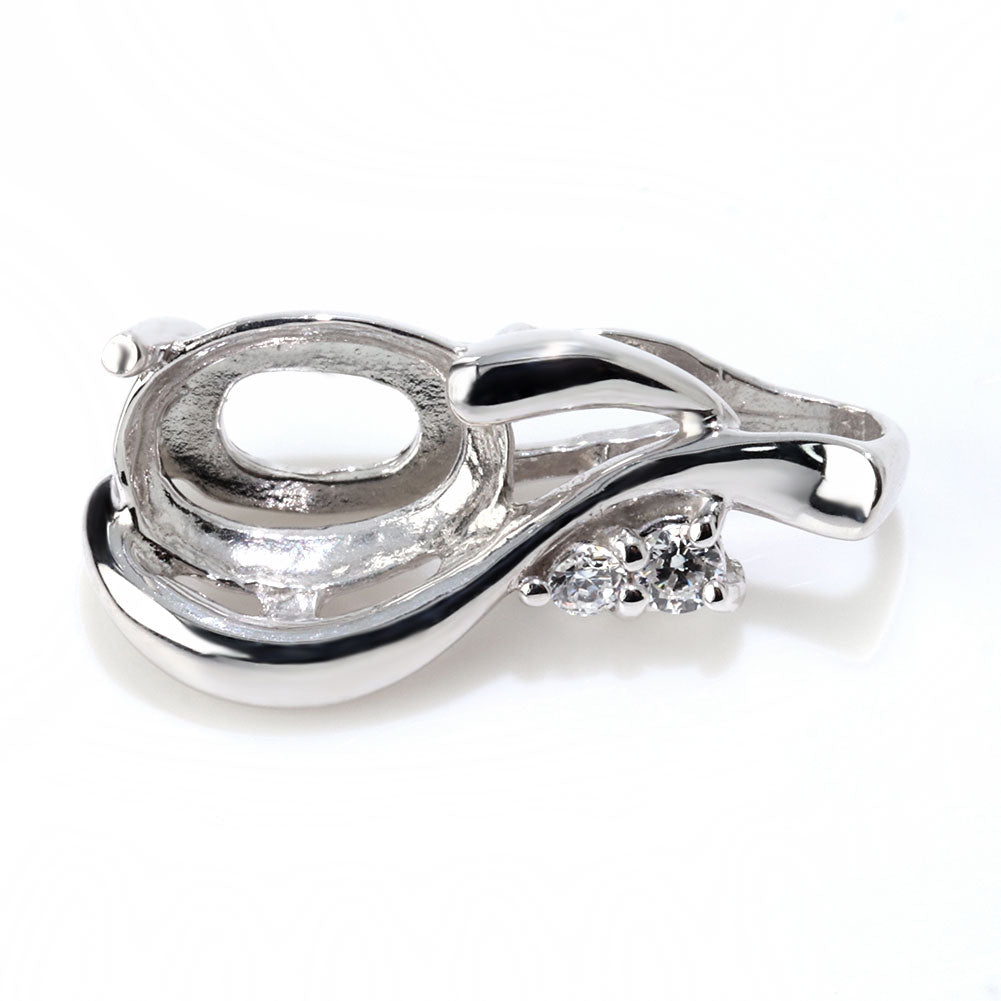 ペンダント空枠 カスタム ルース オーバル 5×7mm 大粒 しずく ツイスト ネックレストップ ペンダント K18 K10 Pt900 SV925 空枠 上品 セミオーダー  (品番 mh-0121-kw)