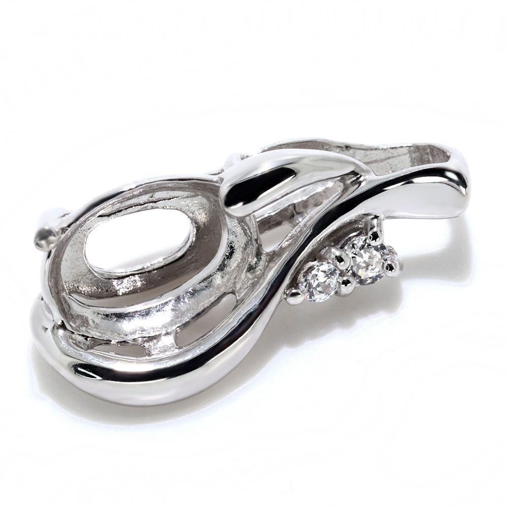 ペンダント空枠 カスタム ルース オーバル 5×7mm 大粒 しずく ツイスト ネックレストップ ペンダント K18 K10 Pt900 SV925 空枠 上品 セミオーダー  (品番 mh-0121-kw)