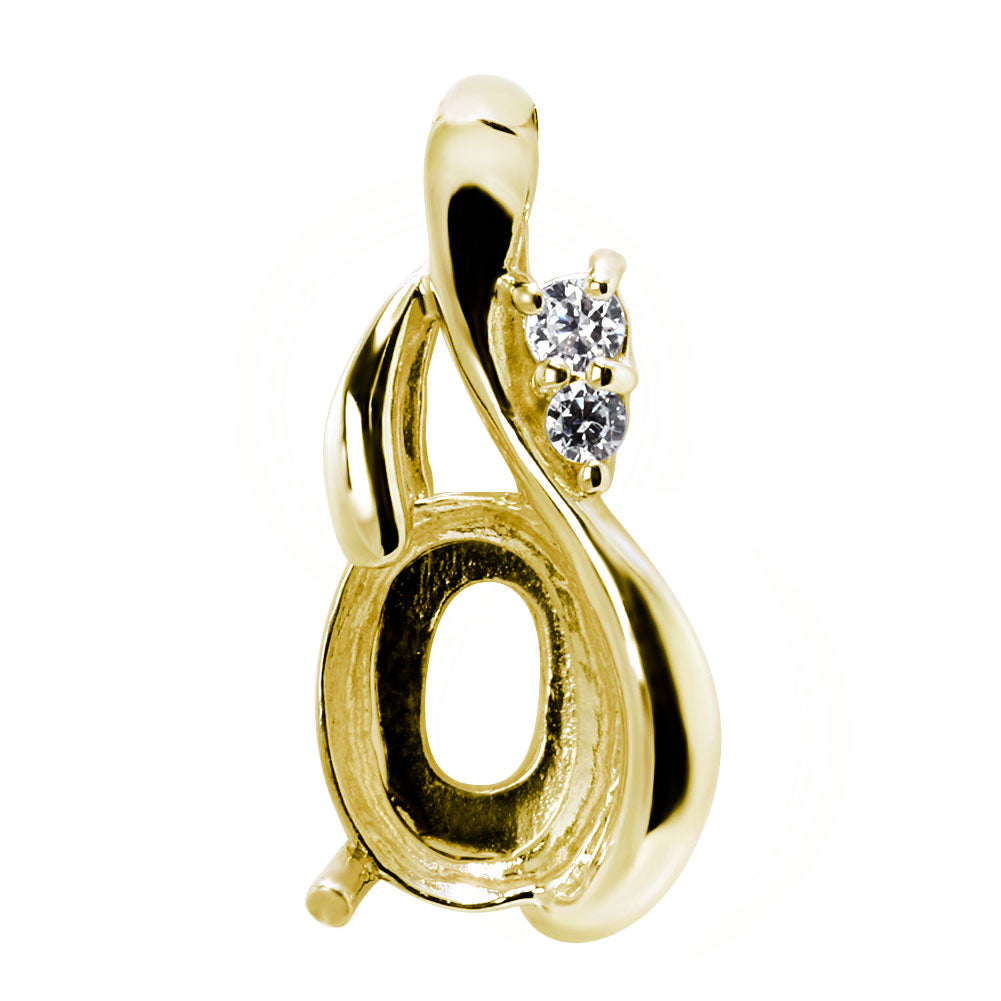 ペンダント空枠 カスタム ルース オーバル 5×7mm 大粒 しずく ツイスト ネックレストップ ペンダント K18 K10 Pt900 SV925 空枠 上品 セミオーダー  (品番 mh-0121-kw)