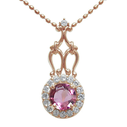 アンティークネックレス レディース ペンダント 選べる誕生石 18金 プラチナ 10金 ゴージャス 取り巻き カットボールチェーン 優雅 エレガント (品番 mh-0171)