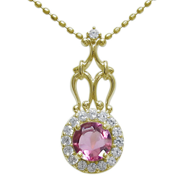 アンティークネックレス レディース ペンダント 選べる誕生石 18金 プラチナ 10金 ゴージャス 取り巻き カットボールチェーン 優雅 エレガント (品番 mh-0171)