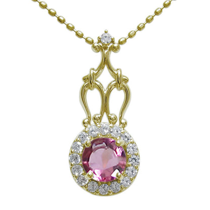 アンティークネックレス レディース ペンダント 選べる誕生石 18金 プラチナ 10金 ゴージャス 取り巻き カットボールチェーン 優雅 エレガント (品番 mh-0171)