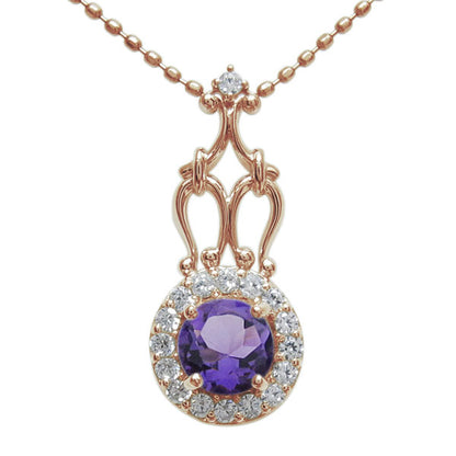 アンティークネックレス レディース ペンダント 選べる誕生石 18金 プラチナ 10金 ゴージャス 取り巻き カットボールチェーン 優雅 エレガント (品番 mh-0171)