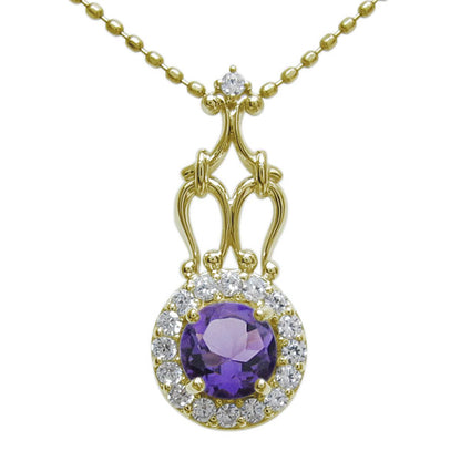 アンティークネックレス レディース ペンダント 選べる誕生石 18金 プラチナ 10金 ゴージャス 取り巻き カットボールチェーン 優雅 エレガント (品番 mh-0171)