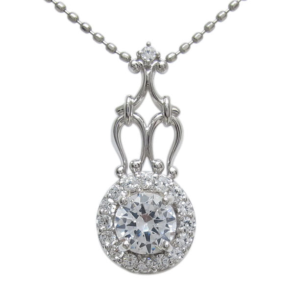 アンティークネックレス レディース ペンダント 選べる誕生石 18金 プラチナ 10金 ゴージャス 取り巻き カットボールチェーン 優雅 エレガント (品番 mh-0171)