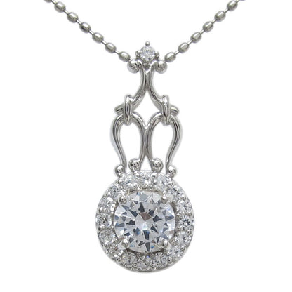 アンティークネックレス レディース ペンダント 選べる誕生石 18金 プラチナ 10金 ゴージャス 取り巻き カットボールチェーン 優雅 エレガント (品番 mh-0171)