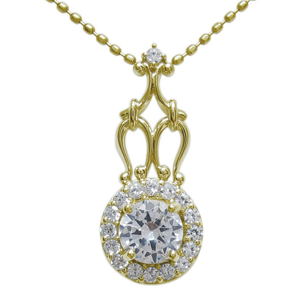 アンティークネックレス レディース ペンダント 選べる誕生石 18金 プラチナ 10金 ゴージャス 取り巻き カットボールチェーン 優雅 エレガント (品番 mh-0171)